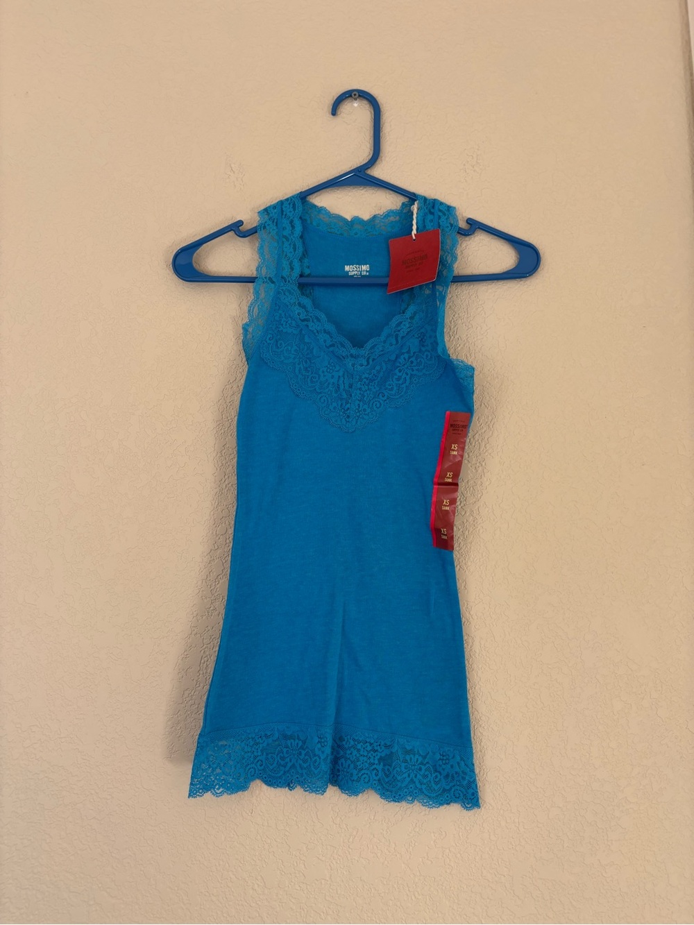 Y2K Mossimo blue lace tank top with lace trim size XS - brand new with tag
